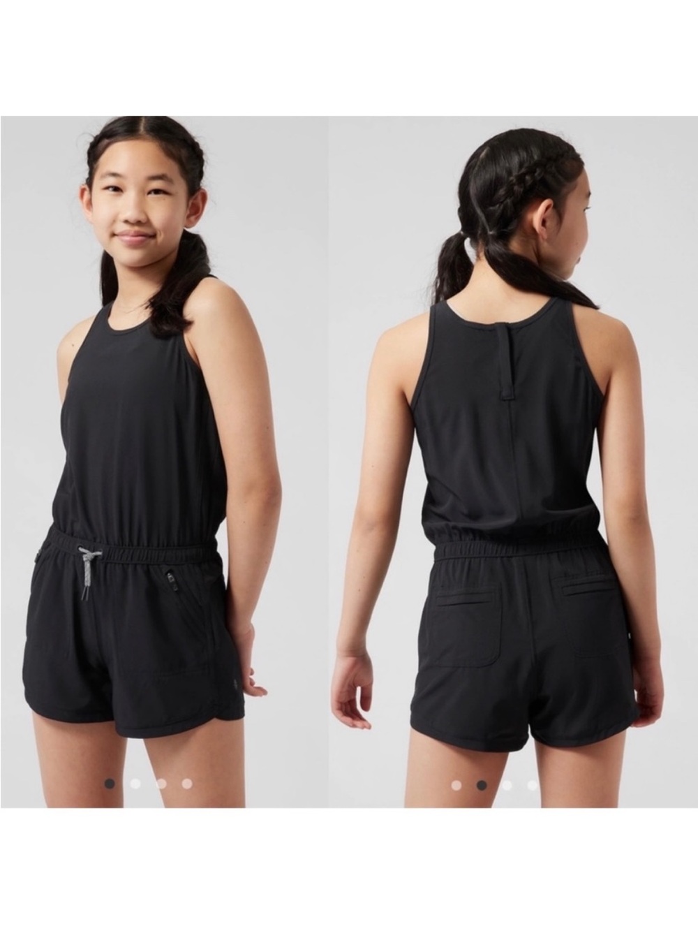 Athleta Girl On The Go Shorts Romper Black Size XL 14